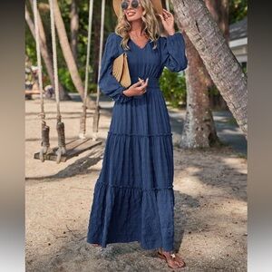 Elegant Navy Blue Maxi Dress